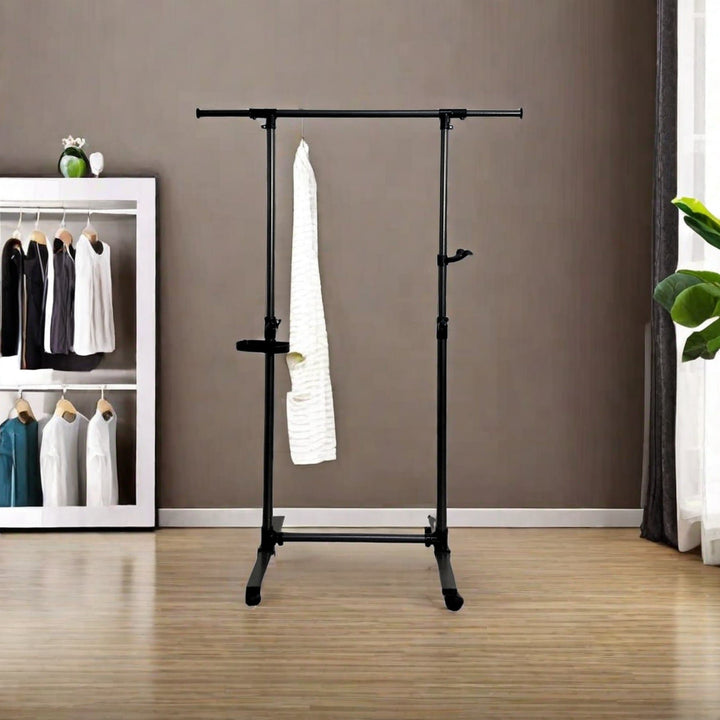 Adjustable Heavy Duty Rolling Clothes Rack with Shelves Portable Organizer for Dresses Coats 55lb Capacity Ideal for Image 6