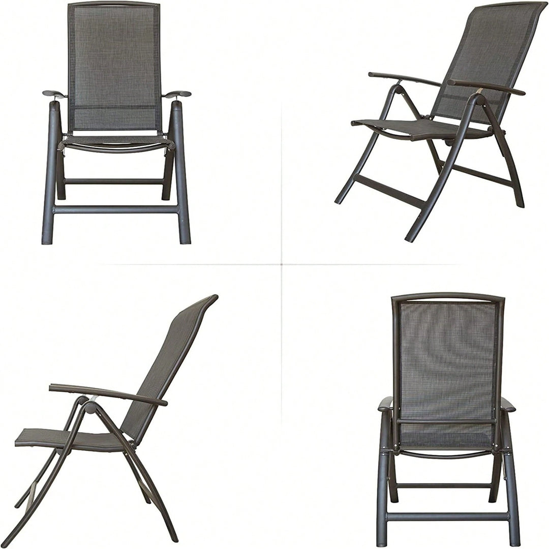 Adjustable Reclining Aluminium Folding Patio Chairs Set of 2 for Outdoor Dining Camping Porch Balcony Image 2