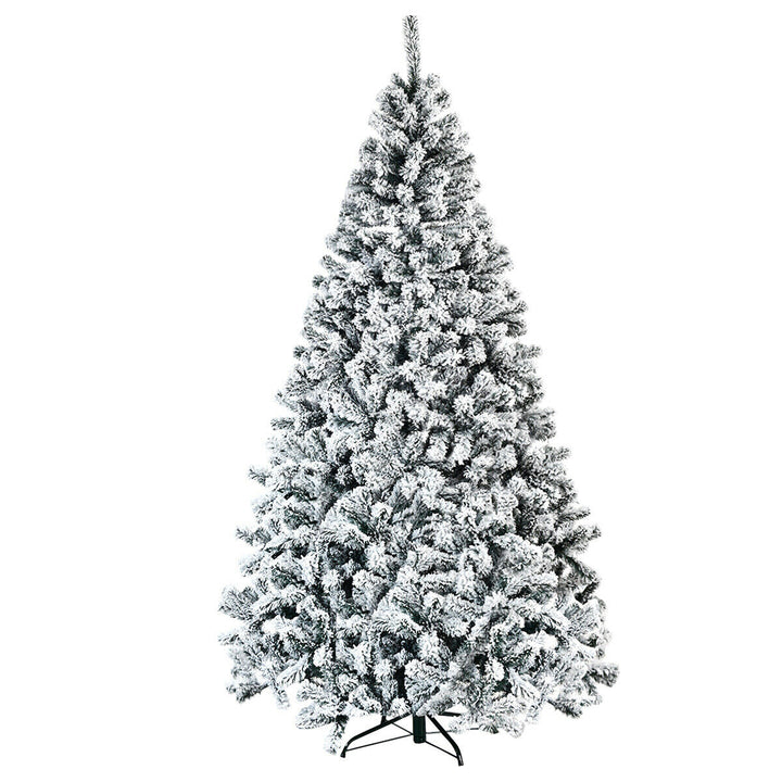 Costway 6/7.5/9ft Snow Flocked Hinged Artificial Christmas Tree Unlit Metal Image 6