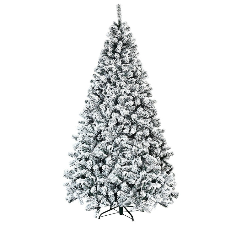 Costway 6/7.5/9ft Snow Flocked Hinged Artificial Christmas Tree Unlit Metal Image 1