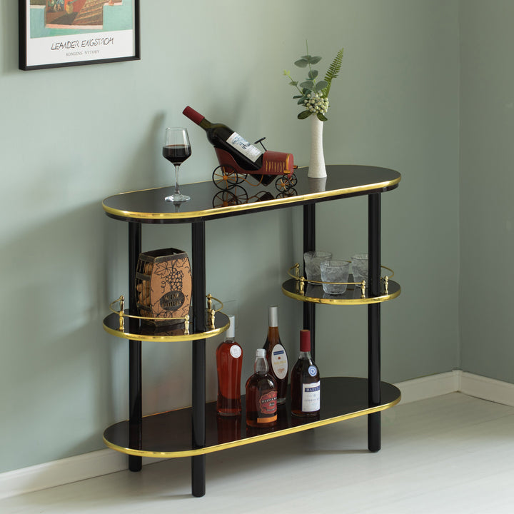 Bartender Serving Display Station Set of 2 Open Shelves Bar Console Counter Image 1