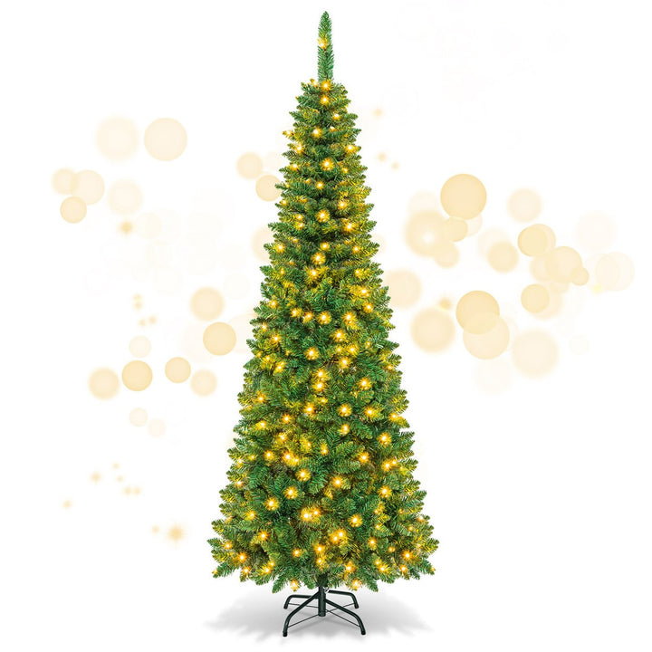 4.5ft/6.5ft/7.5ft Pre-Lit Pencil Christmas Tree Traditional Indoor Image 5