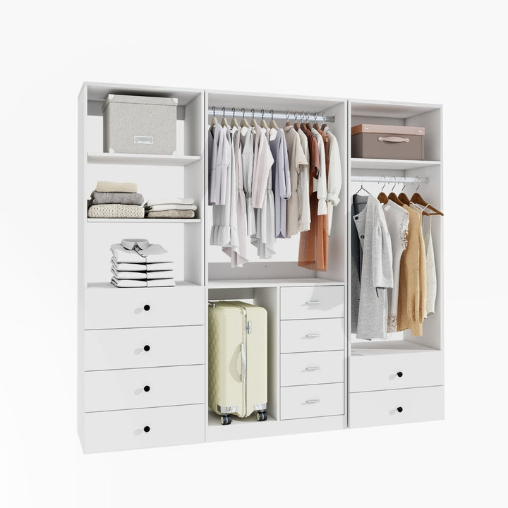 Closet System, Wood Closet System with 10 Drawers, Closet with 2 Hanging Rods for Bedroom Image 2