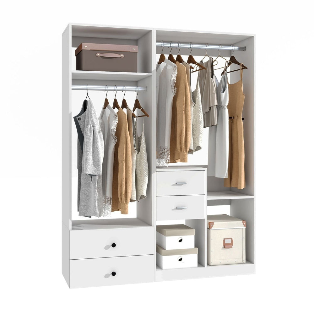 Closet Organizer System, Closet Shelving System with 4 Drawers, Modern Closet Organizer System with 2 Hanging Rails Image 2