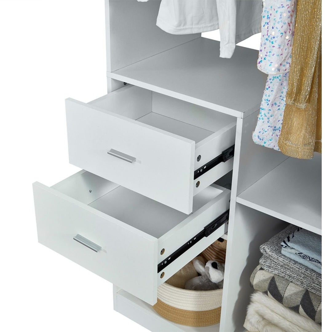 Closet Organizer System, Closet Shelving System with 4 Drawers, Modern Closet Organizer System with 2 Hanging Rails Image 4