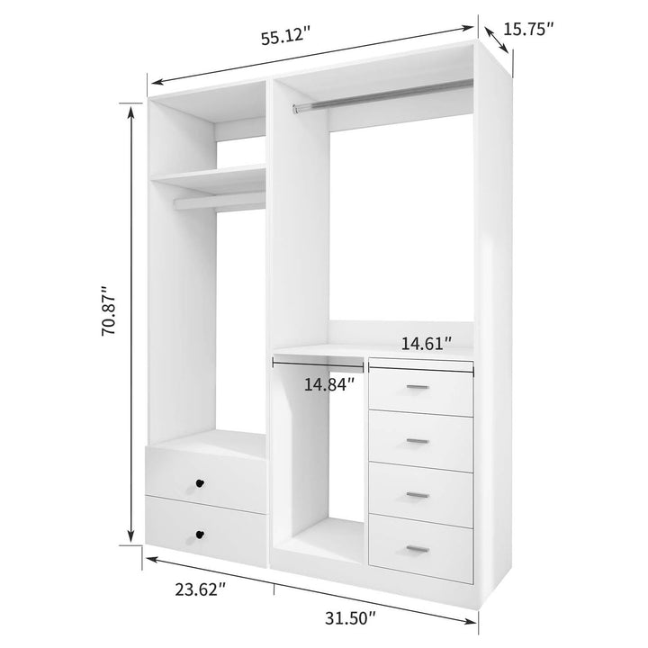 Closet System, Closet System with 6 Drawers, Closet Organizer System with 2 Hanging Rails, Closet Organizers and Storage Image 3