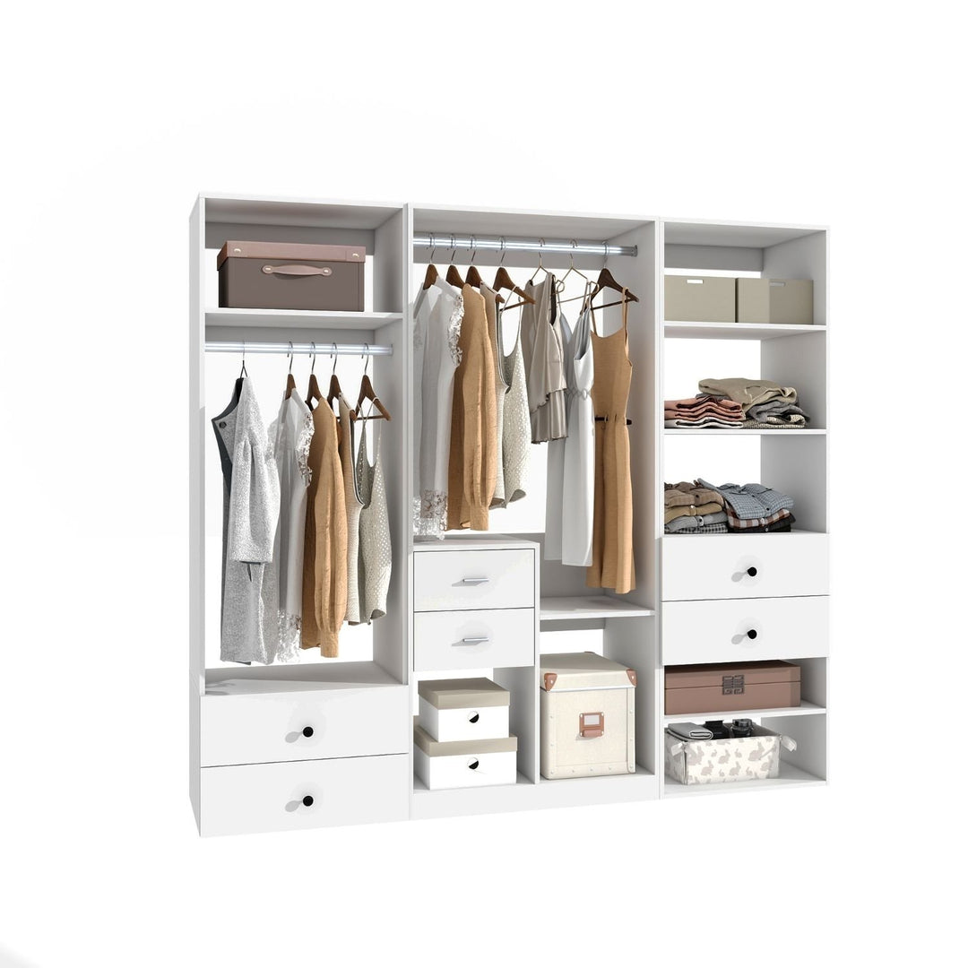 Closet System, Closet Organizer with 8 Drawers, Wood Closet with 2 Hanging Rods, Closet Organizerand Storage System for Image 2