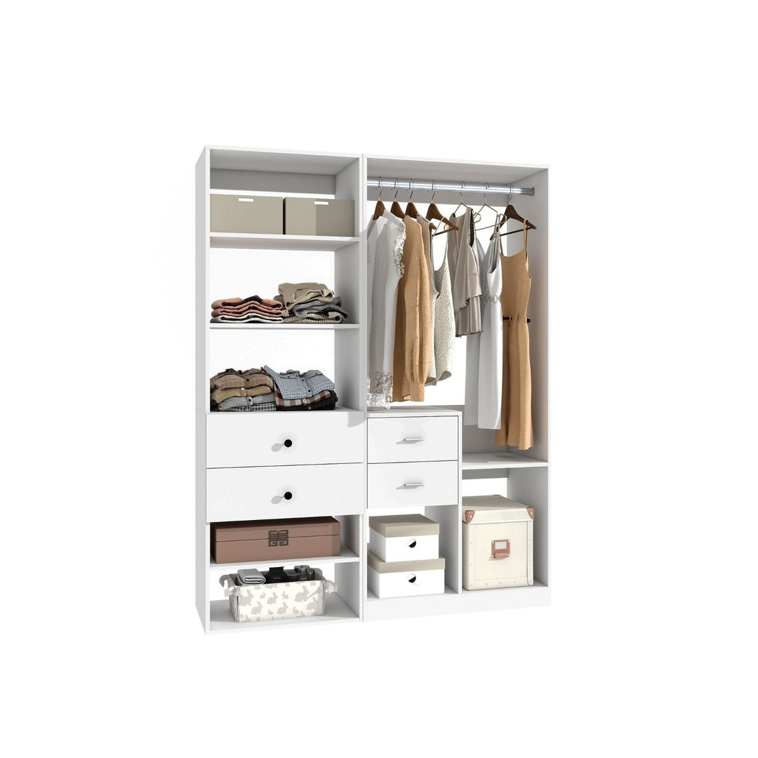 Closet Organizer System, Closet Shelving System with 4 Drawers, Modern Built in Closet with Hanging Rod, Walk in Closet Image 2