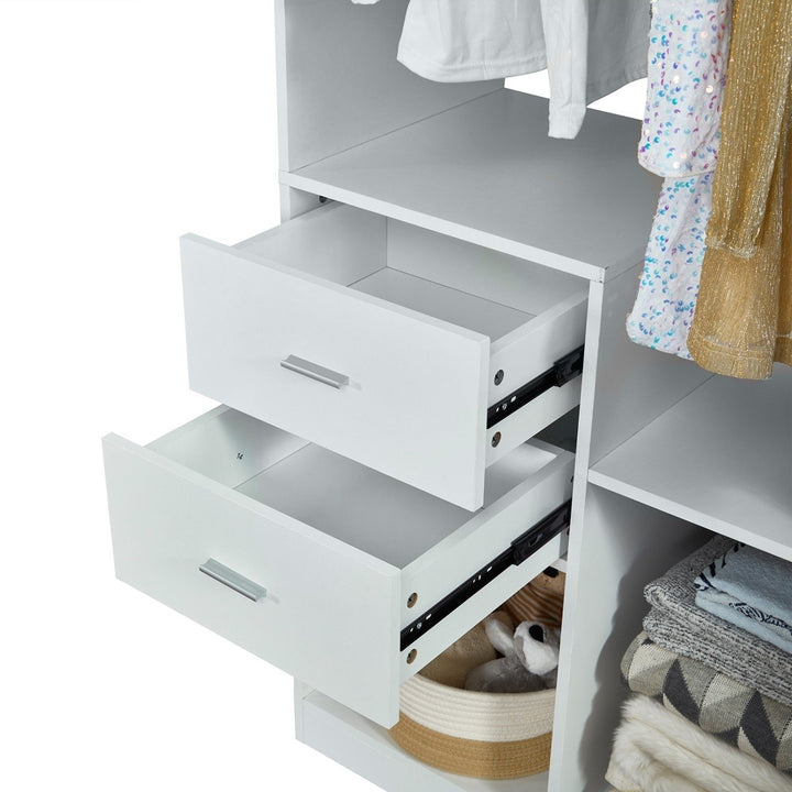 Closet Organizer System, Closet Shelving System with 4 Drawers, Modern Built in Closet with Hanging Rod, Walk in Closet Image 5