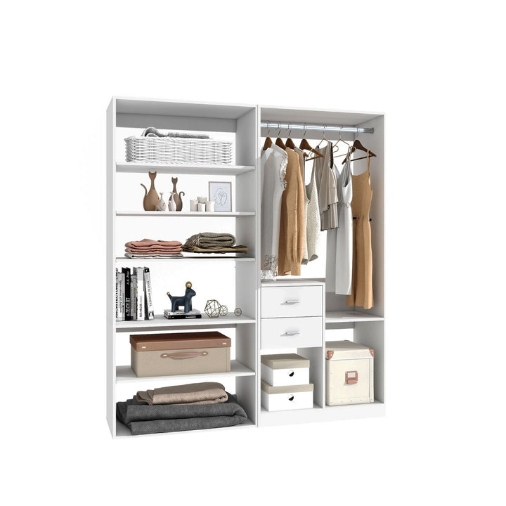 Closet System, Closet Shelving System with 2 Drawers, Modern Walk in Closet with Hanging Rod, Closet Organizers and Image 2