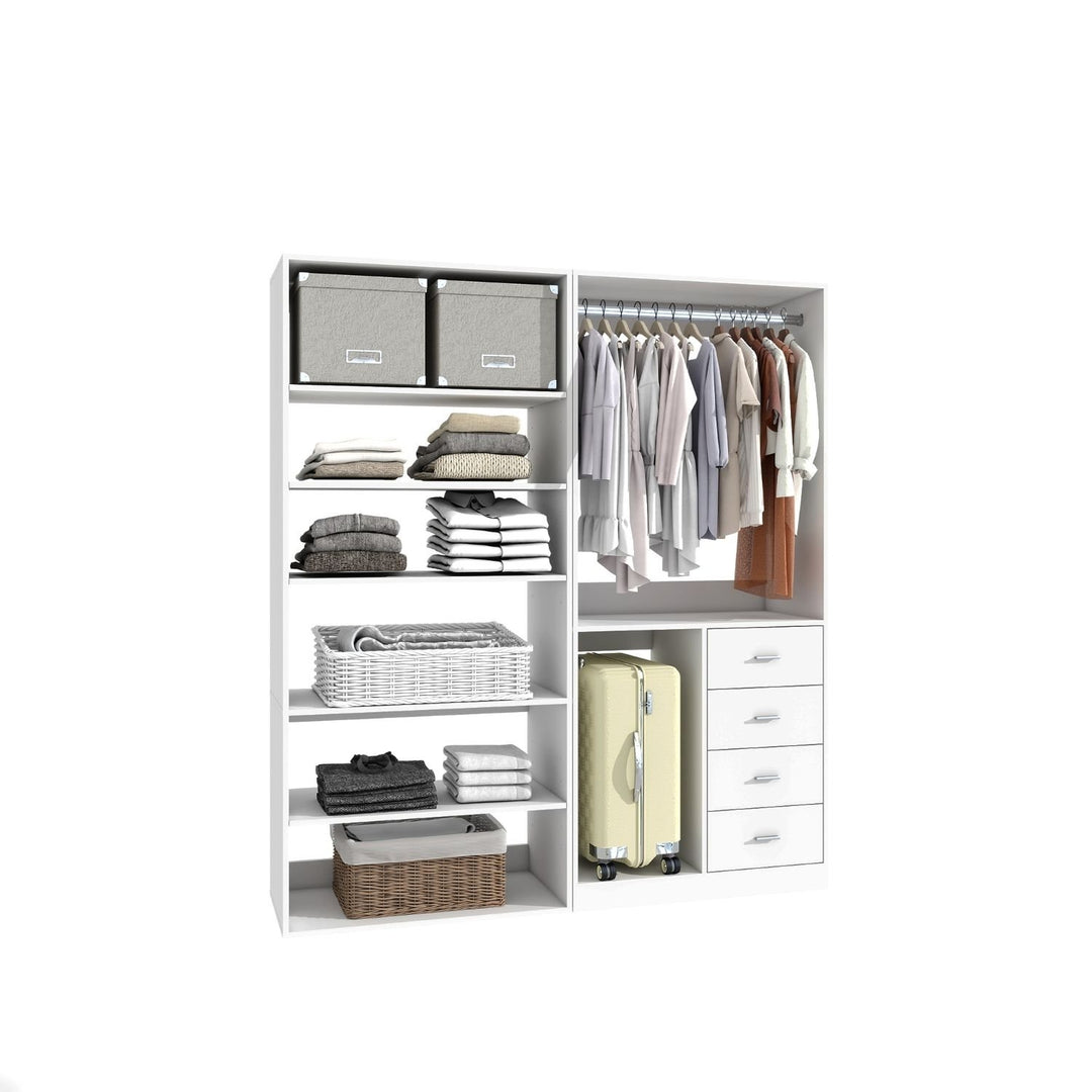 Closet System, Closet Shelving System with 4 Drawers, Closet Organizer System with 2 Hanging Rails, Closet Organizers Image 2