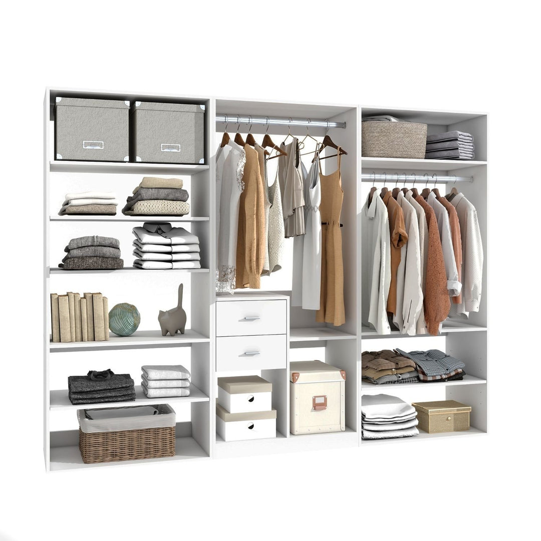 Closet System, Closet Shelving System with 2 Drawers, Closet Organizer System with 2 Hanging Rails, Closet Organizers Image 2