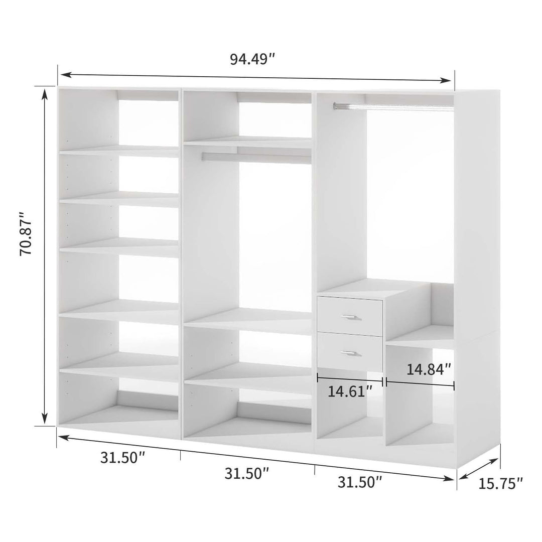 Closet System, Closet Shelving System with 2 Drawers, Closet Organizer System with 2 Hanging Rails, Closet Organizers Image 3