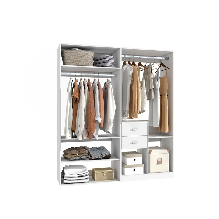 Closet System, Modern Closet Shelving System with 2 Drawers, Walk in Closet with 2 Hanging Rods, Closet Organizers and Image 2