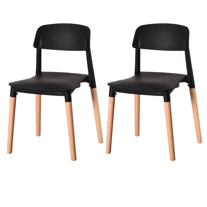 Modern Plastic Dining Chair Open Back Beech Wood Legs 19.75in x 29.25in Image 9