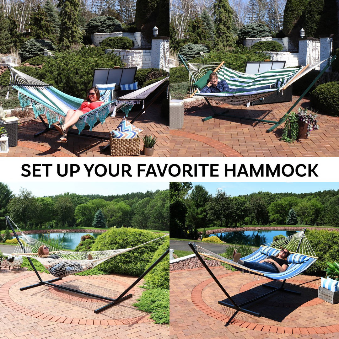 Sunnydaze Powder-Coated Steel Beam Construction Hammock Stand - 15 ft Image 4