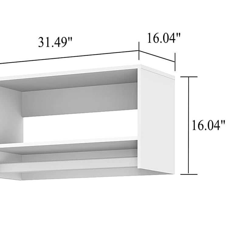 Wood Closet System Hanging Rod Walk in Clothes Storage Cabinet Built in Closet Organizer for Bedroom White Image 3