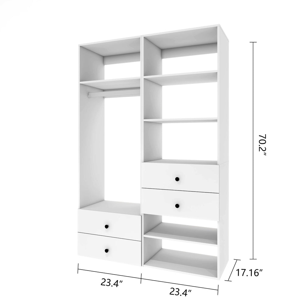 Closet System Wardrobe Walk-in Closet Organizers and Storage Built-in Wardrobe with Drawers and Hanging rod Image 2