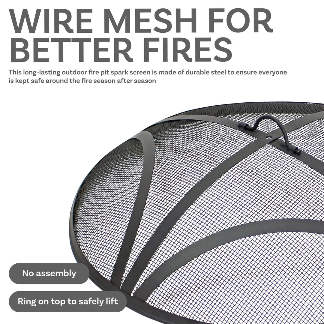 Sunnydaze 24 in Reinforced Steel Mesh Round Fire Pit Spark Screen Image 2