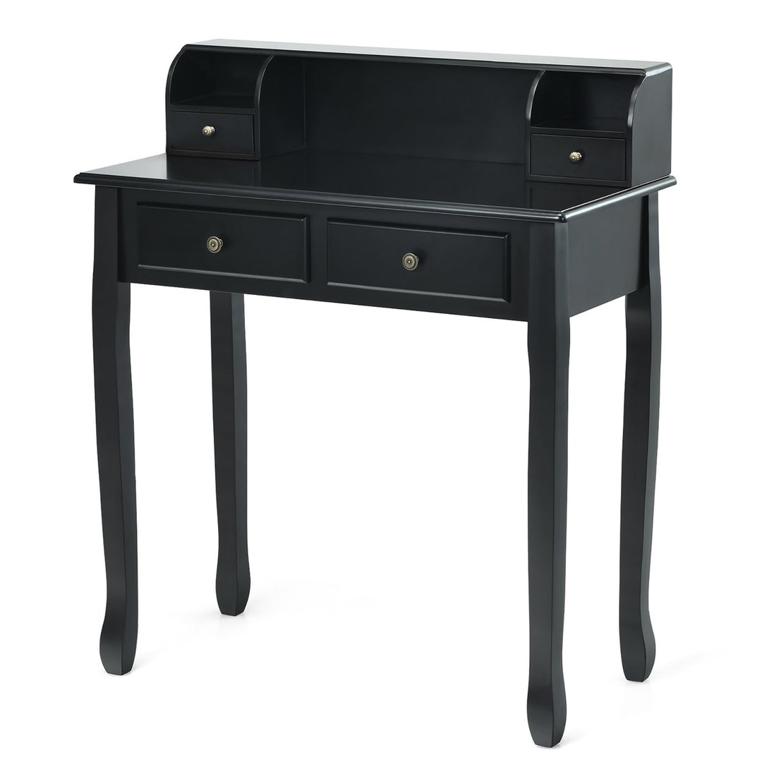 Costway Writing Desk Mission White Home Office Computer Desk 4 Drawer White\Black\Pink Image 6