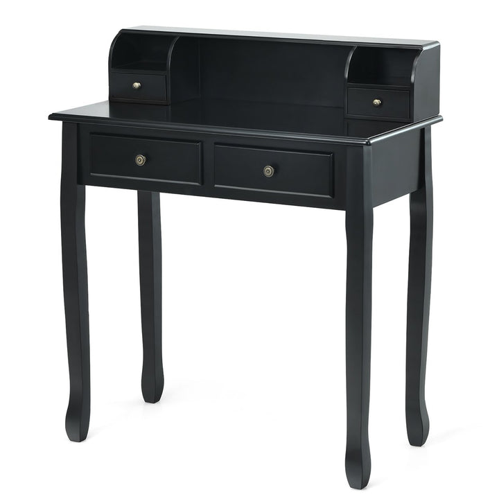 Costway Writing Desk Mission White Home Office Computer Desk 4 Drawer White\Black\Pink Image 1