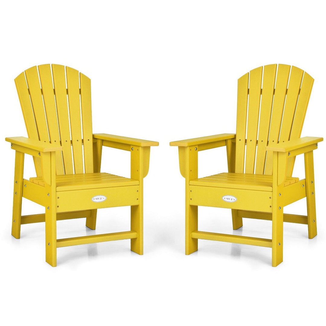 Set of 2 Kids Patio Adirondack Chair Armchair Weather Resistance Outdoor Chair Image 1