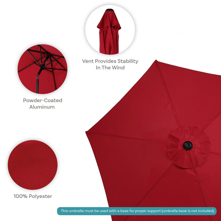 Sunnydaze 7.5 ft Aluminum Patio Umbrella with Tilt and Crank - Red Image 3