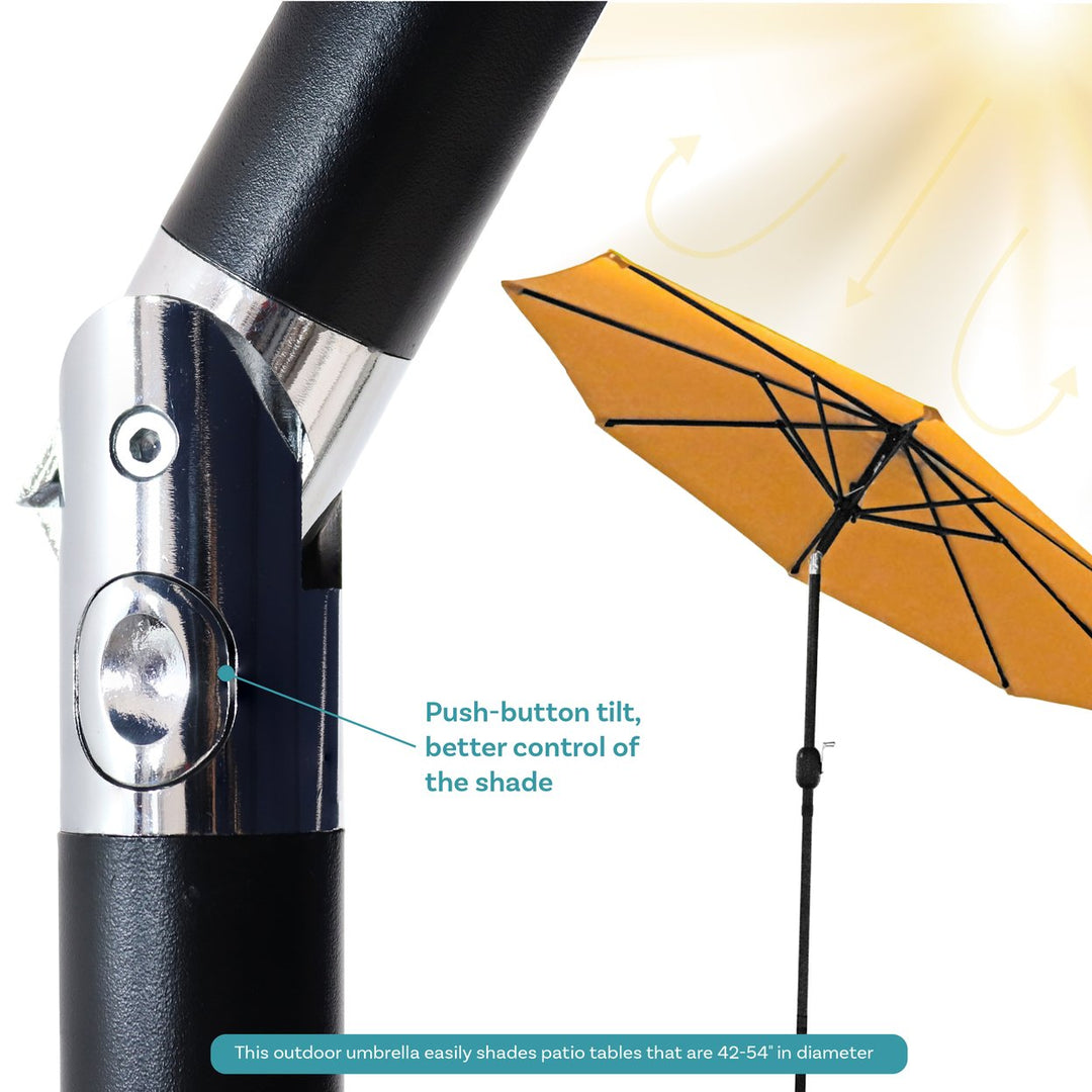 Sunnydaze 9 ft Aluminum Patio Umbrella with Tilt and Crank - Gold Image 7