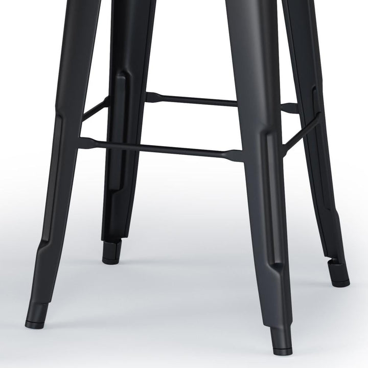 Rayne 30 Inch Metal Wood Bar Stool Set of 2 Industrial Style Black Elm Image 8