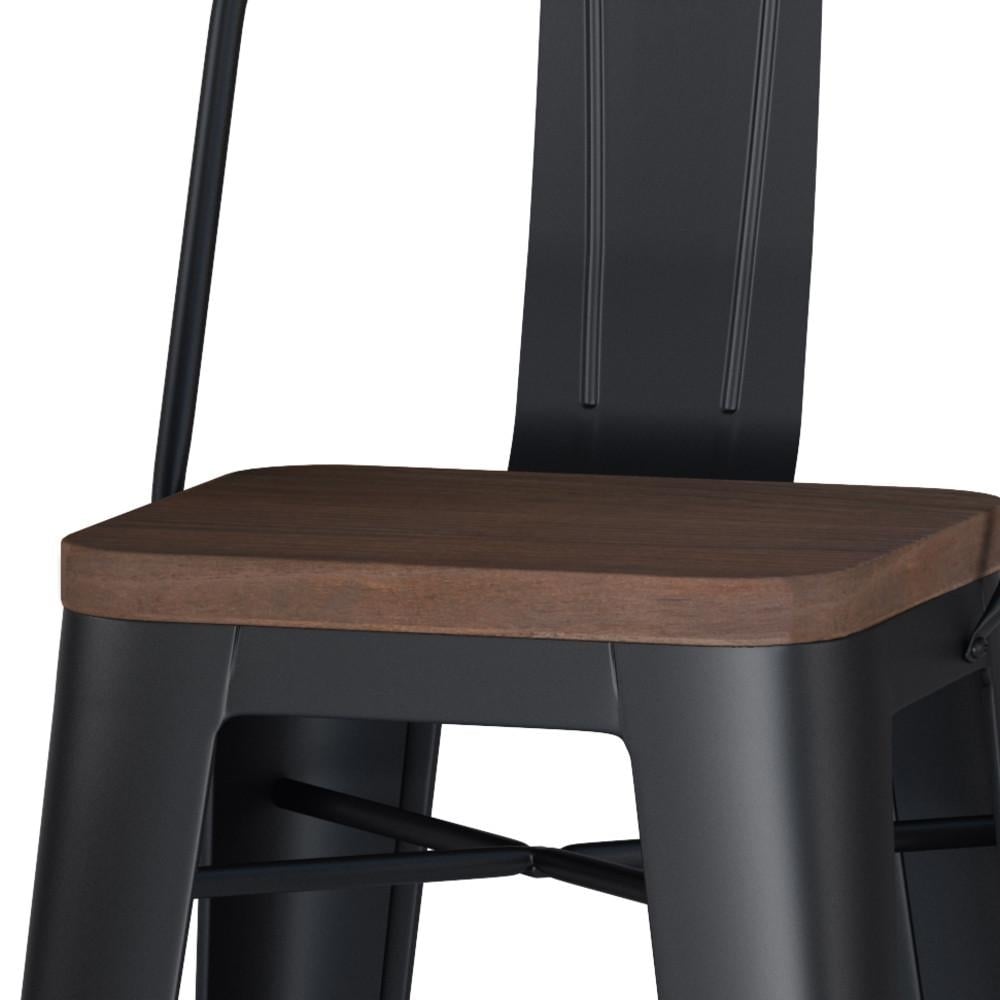 Rayne 30 Inch Metal Wood Bar Stool Set of 2 Industrial Style Black Elm Image 9