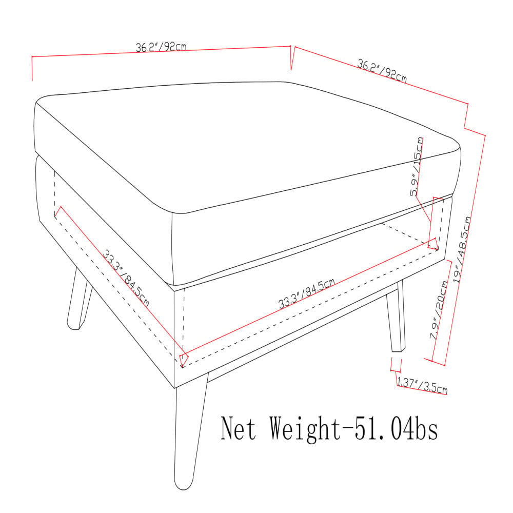 Owen Medium Square Storage Ottoman Linen Hydraulic Lift Coffee Table 36" Image 12