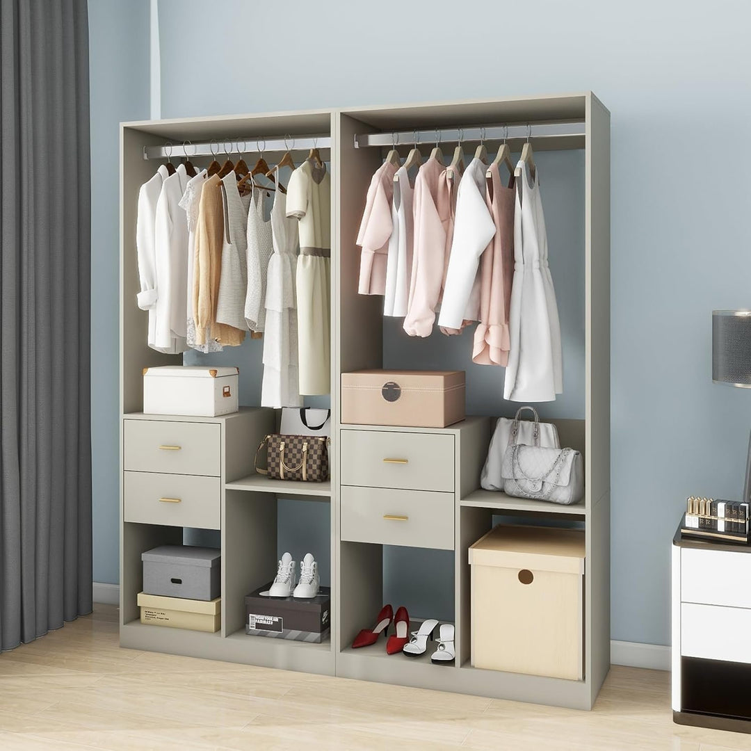 Wardrobe Closet Organizer System with 4 Drawers, clothes organizer with Shelves for Bedroom Image 5