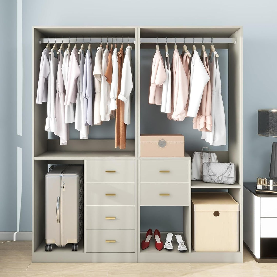 Closet Organizer System with Drawers, Clothes Organizer with Closet Shelves Wall Mounted, Grey Image 1