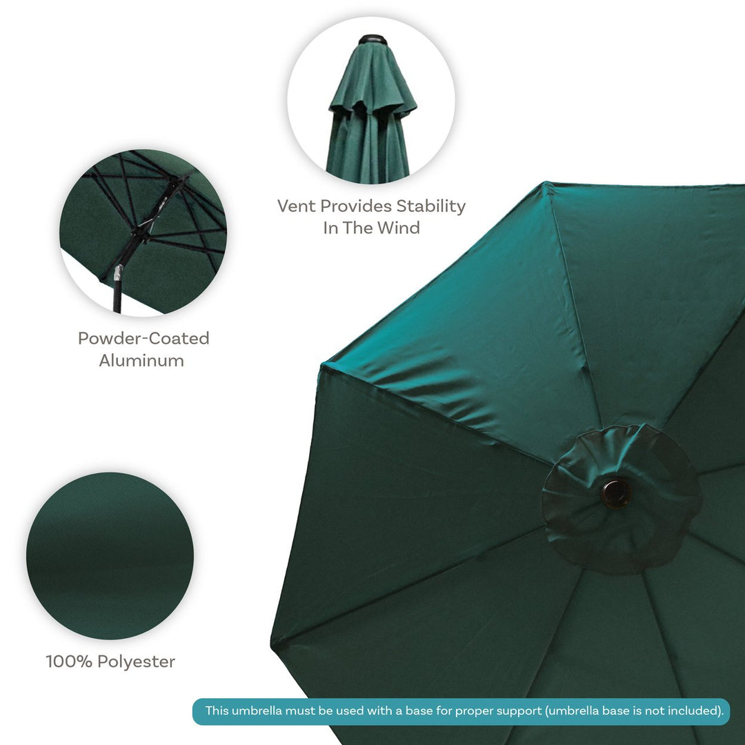 Sunnydaze 9 ft Aluminum Patio Umbrella with Tilt and Crank - Green Image 4