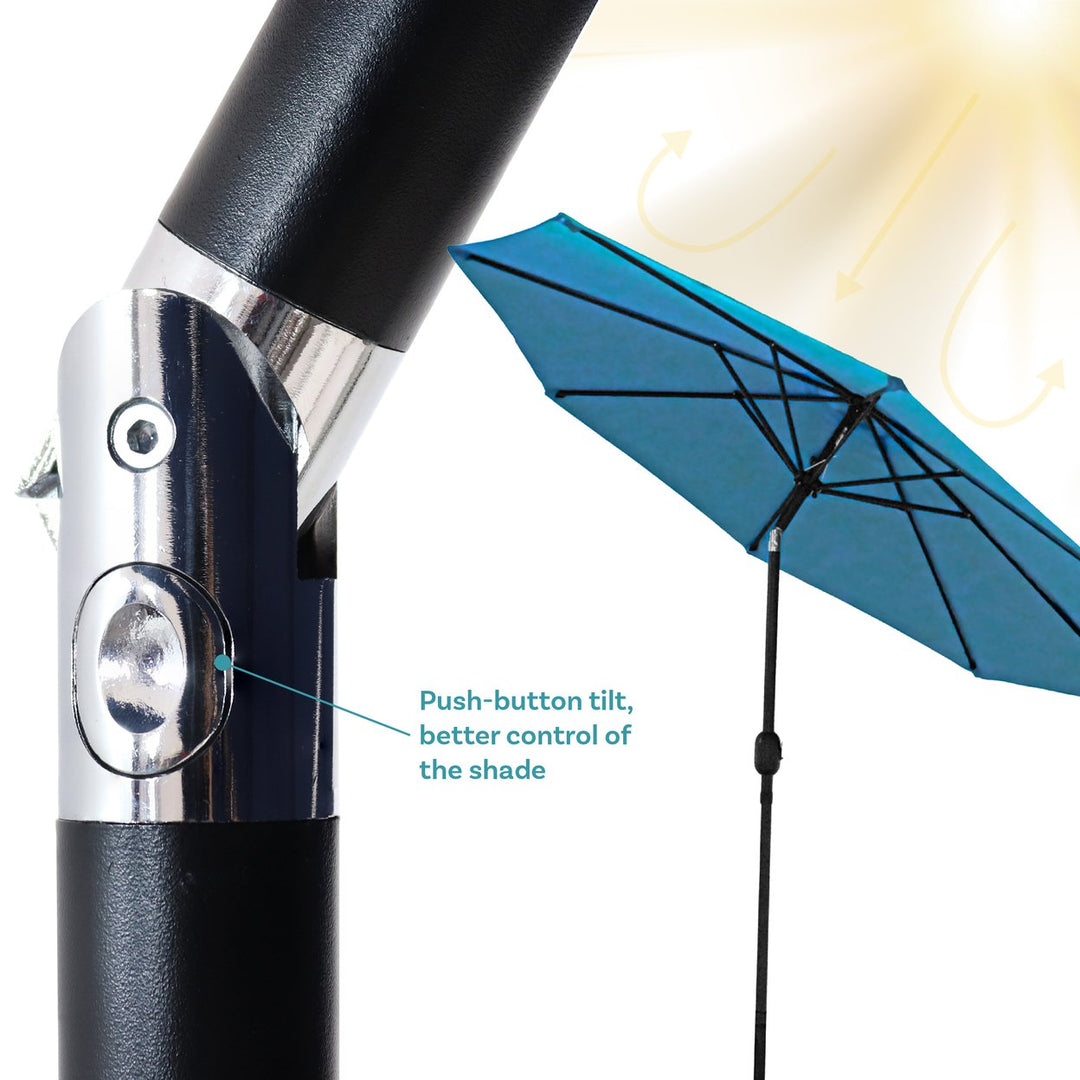 Sunnydaze 9 ft Aluminum Patio Umbrella with Tilt and Crank - Turquoise Image 5