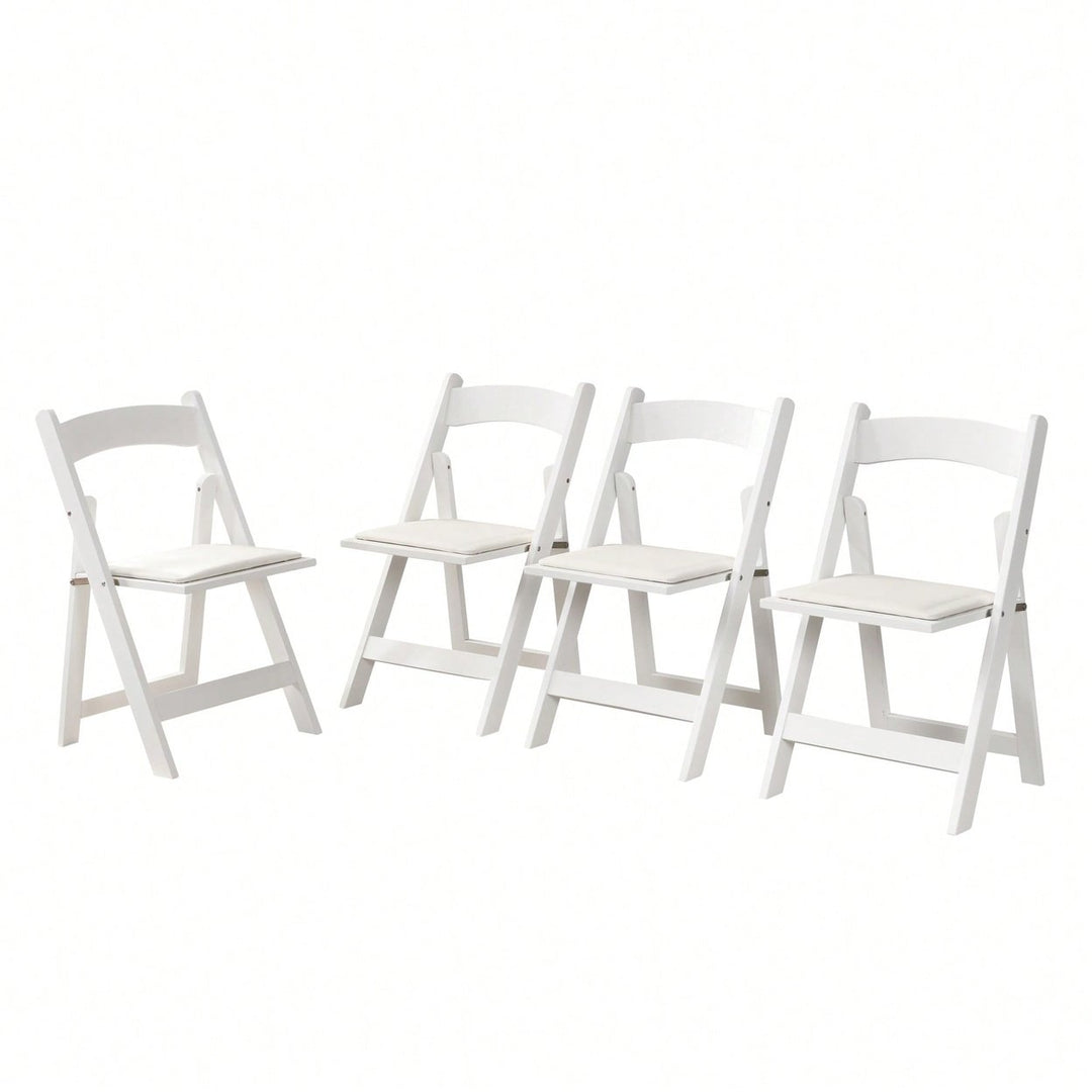 Beige Upholstered Folding Chair Set Of 4 With White Shelf For Space Saving Dining Room Solutions Image 1