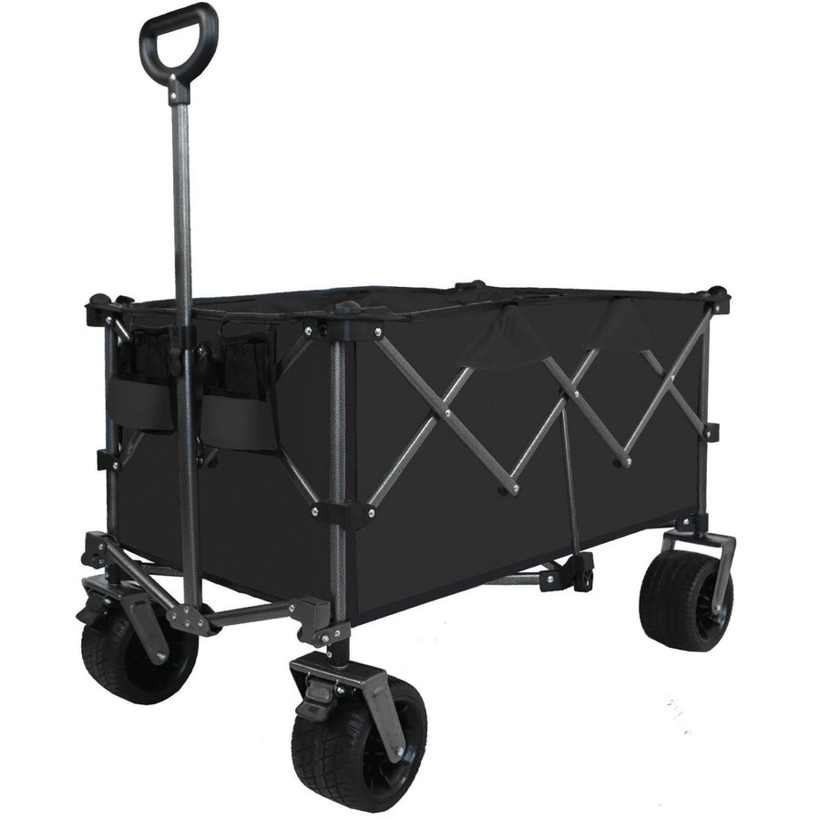 All-Terrain Heavy Duty Folding Wagon Cart with Waterproof Fabric Adjustable Handle and Cup Holders for Camping Beach and Image 1