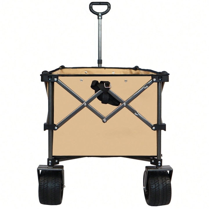 All-Terrain Heavy Duty Folding Wagon Cart with Waterproof Fabric Adjustable Handle and Cup Holders for Camping Beach and Image 11