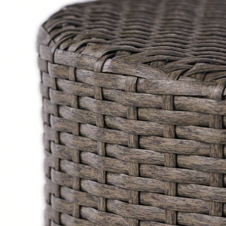 All-Weather PE Rattan Wicker Barrel Side Table with Iron Frame for Garden Balcony Poolside Use Image 9