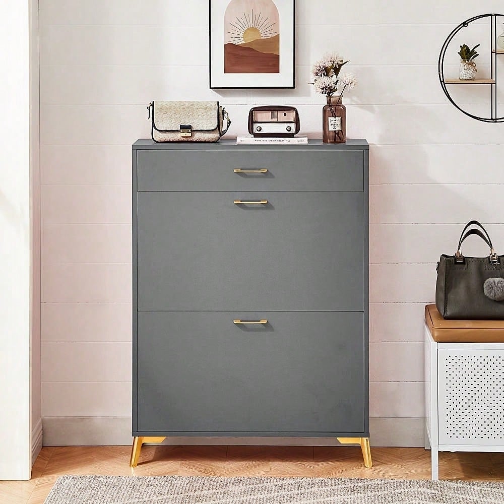 Ample Storage Space Shoe Cabinet with Flip-Top Drawers for Entryway Living Room and Bedroom Image 4