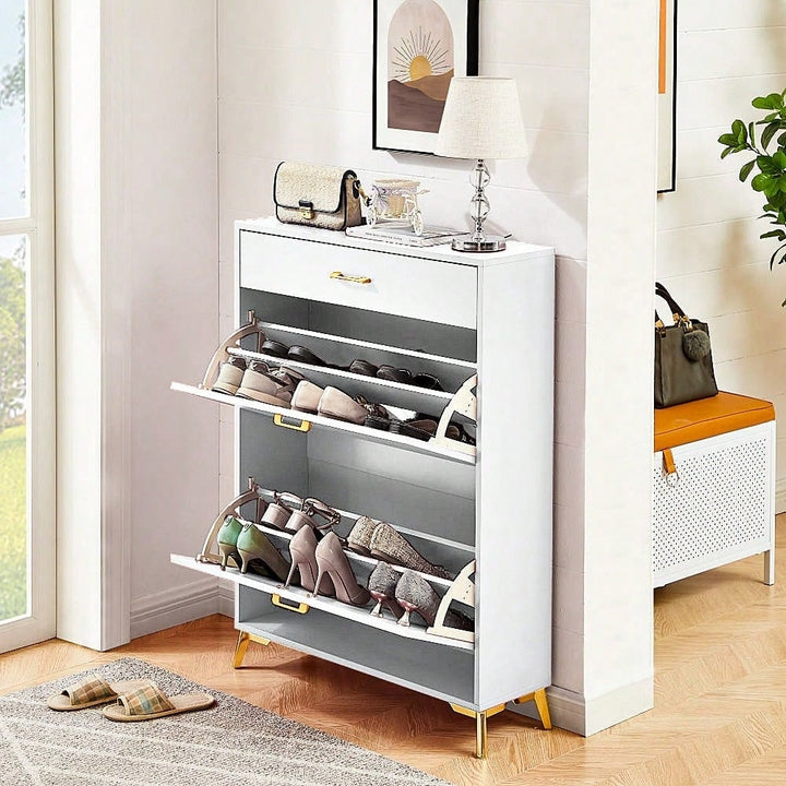 Ample Storage Space Shoe Cabinet with Flip-Top Drawers for Entryway Living Room and Bedroom Image 6