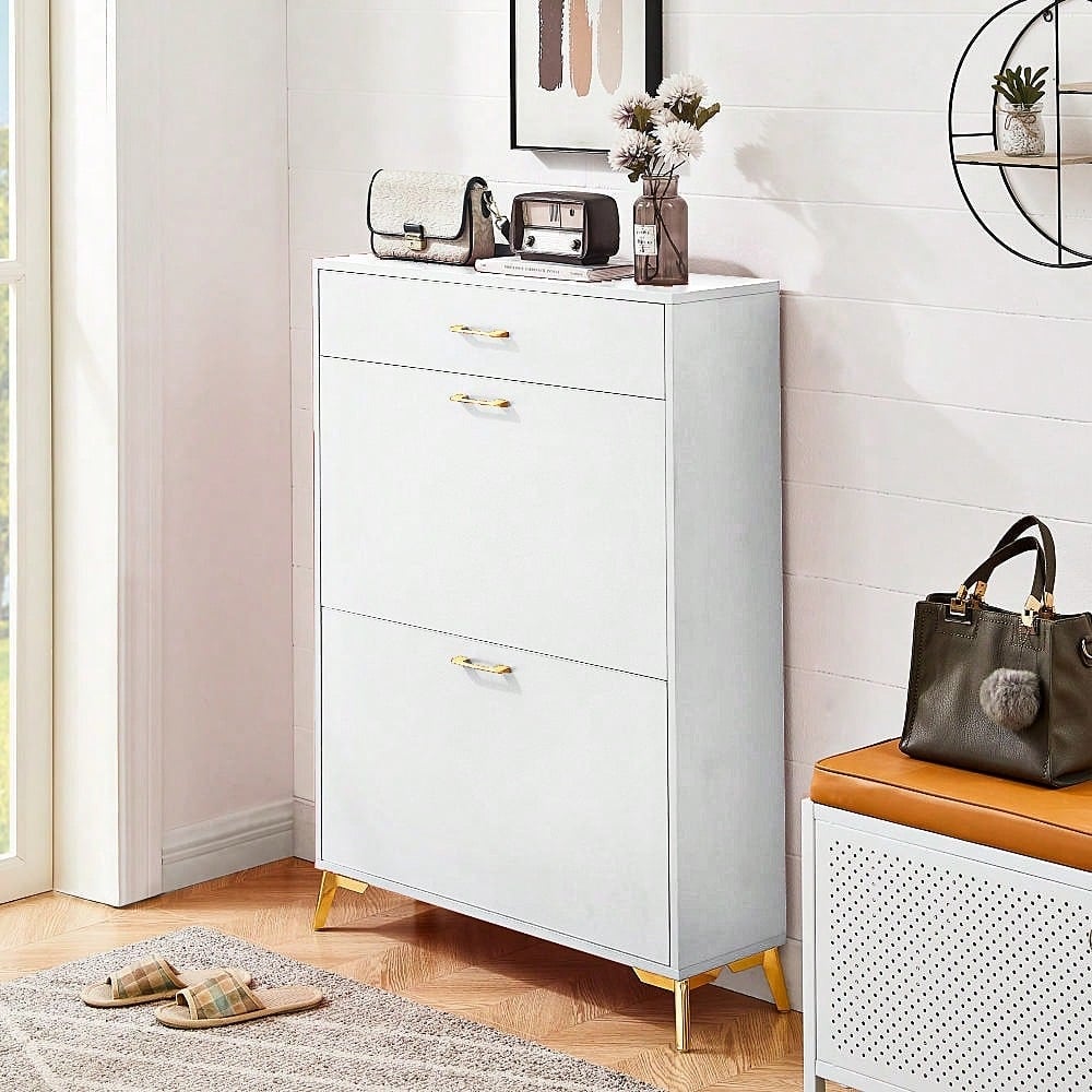 Ample Storage Space Shoe Cabinet with Flip-Top Drawers for Entryway Living Room and Bedroom Image 7