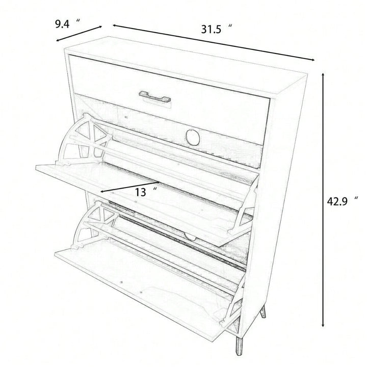 Ample Storage Space Shoe Cabinet with Flip-Top Drawers for Entryway Living Room and Bedroom Image 10