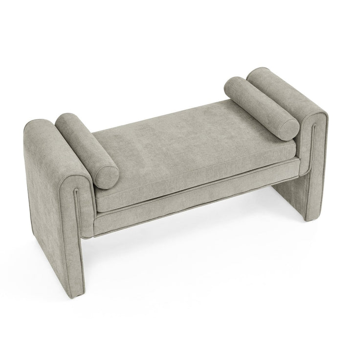 Large Beige Linen Fabric Bedroom Storage Stool With Ample Space - Versatile Seating For Bed End, Living Room, Or Image 11