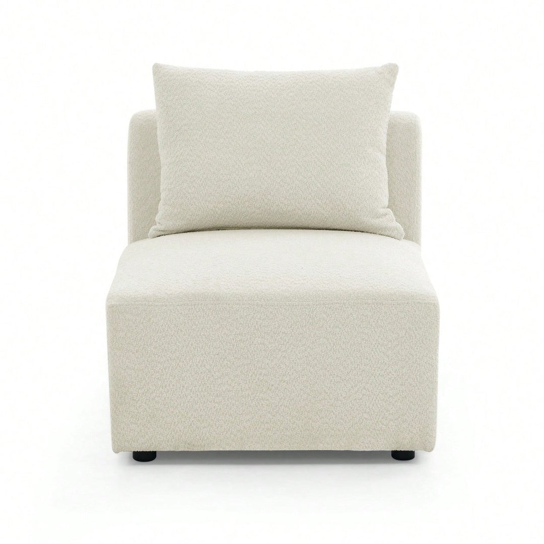 Beige Modular Single Seater Sofa Chair with Back Pillow High-Density Sponge Pocket Spring Easy Assembly Image 1