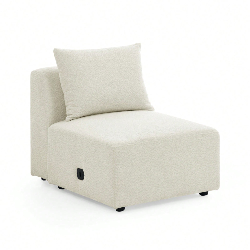 Beige Modular Single Seater Sofa Chair with Back Pillow High-Density Sponge Pocket Spring Easy Assembly Image 2