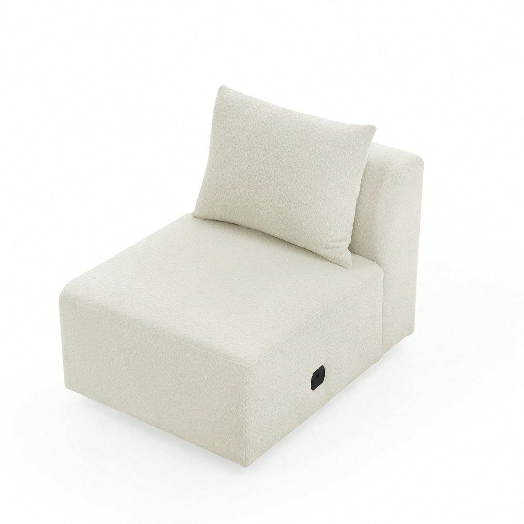 Beige Modular Single Seater Sofa Chair with Back Pillow High-Density Sponge Pocket Spring Easy Assembly Image 3