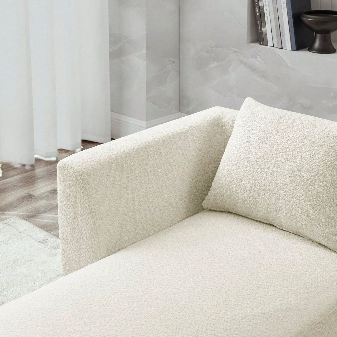 Beige Modular Single Seater Sofa Chair with Back Pillow High-Density Sponge Pocket Spring Easy Assembly Image 6