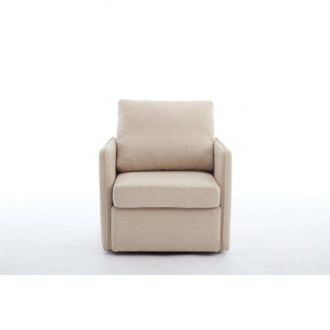 Comfy Single Sofa Chair With Storage, Modern Arm Chair For Living Room, Fabric Swivel Armchair With Metal Base Image 1