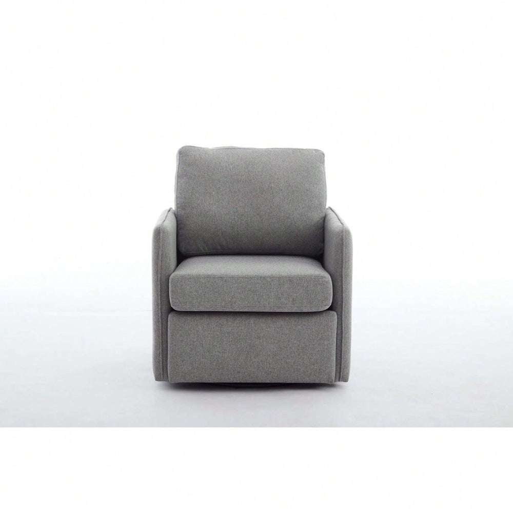 Comfy Single Sofa Chair With Storage, Modern Arm Chair For Living Room, Fabric Swivel Armchair With Metal Base Image 2